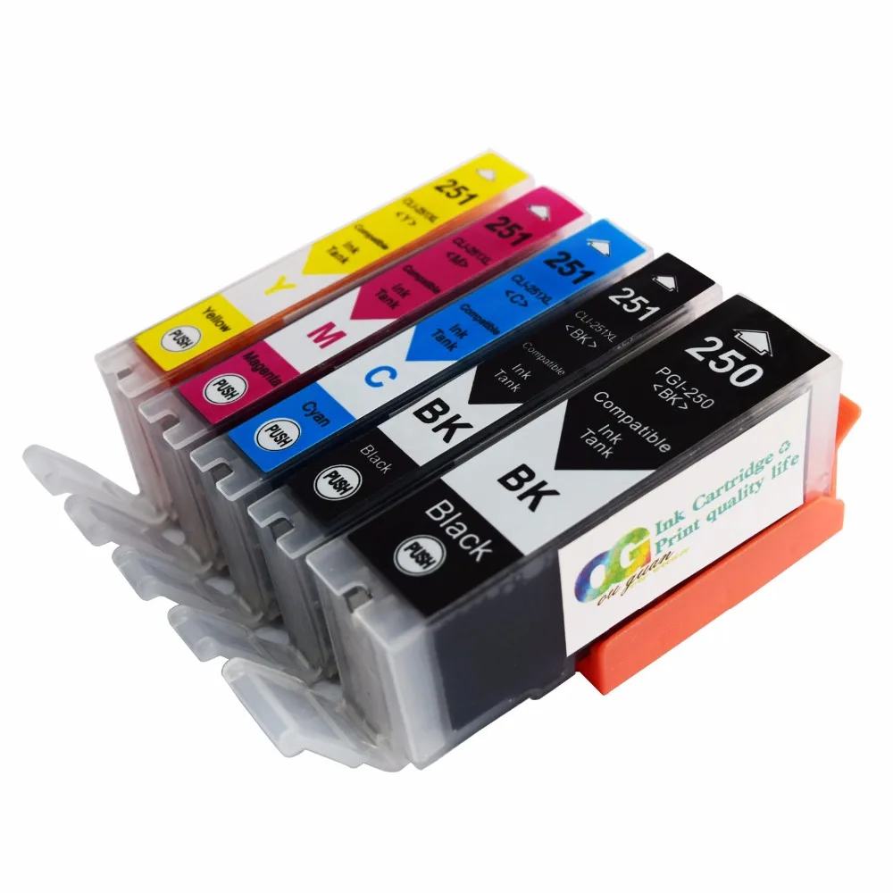 5PK PGI 250 CLI 251 чернила совместимы для Canon PIXMA MG 5450 5520 6320 6350 6420 7120 iP7250 iP8720 iP8750|Чернильные