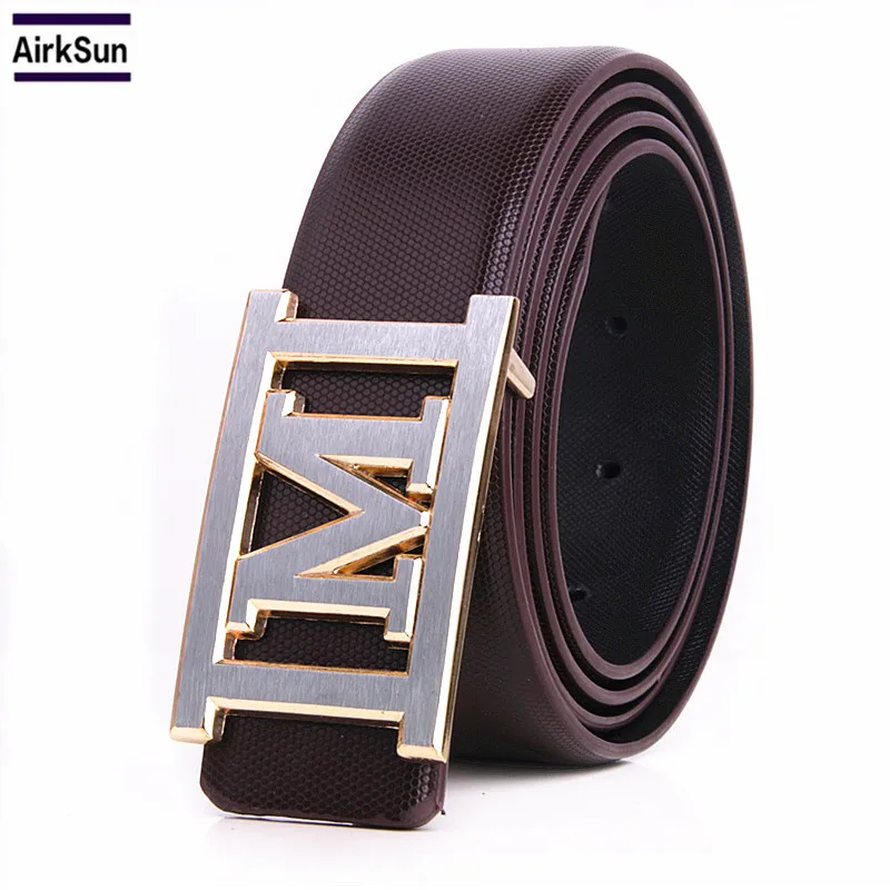 Мода 2017 г. M ремни мужские буквы Натуральная кожа дизайнерский ремень высокого