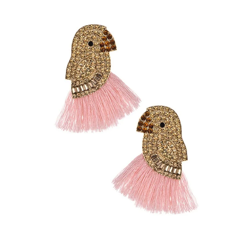 Champagne pink Серьги-гвоздики ручной работы в богемном стиле с кристаллами для женщин, свадебные вечерние серьги в виде животных, Винтажные Ювелирные Изделия - Metal Color: Champagne pink