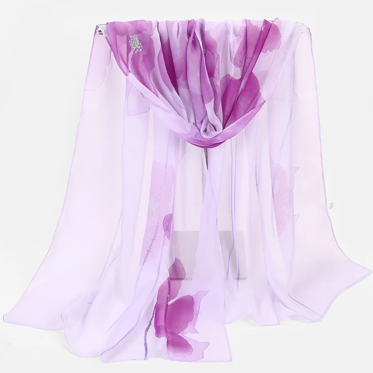 2018 Новый модный стиль шарфы Лотос Женский Длинный Шарф Весенний плащ Шелковый