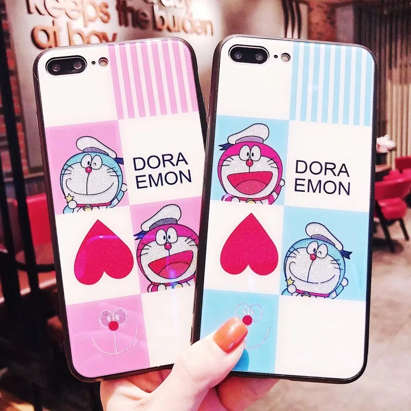 Мультфильм милый Doraemon шаблон телефона чехлы для iPhone X 7 8 плюс крышка 6 6s синий