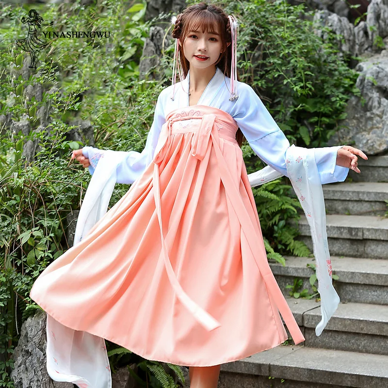 Женское платье Hanfu Женские китайские костюмы ханьфу стильные с нагрудной юбкой Qi