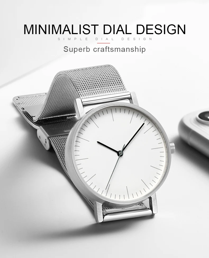 Bauhaus минималистичный стиль кожаные часы Swiss Rhonda 763 движение Минимальный 36 мм из нержавеющей стали Meshbelt Пара часы MY-H1