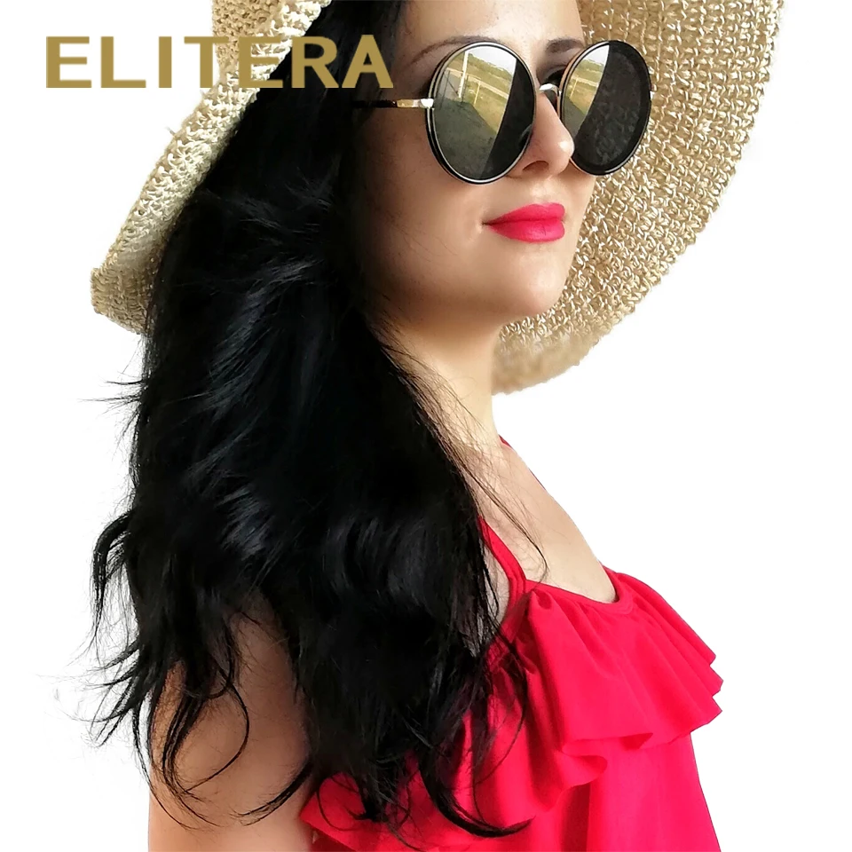 Elitera Солнцезащитные очки для женщин для Для женщин круглый Солнцезащитные очки для женщин для вождения Элитный бренд зеркальное покрытие Защита от солнца Очки Для женщин женские очки