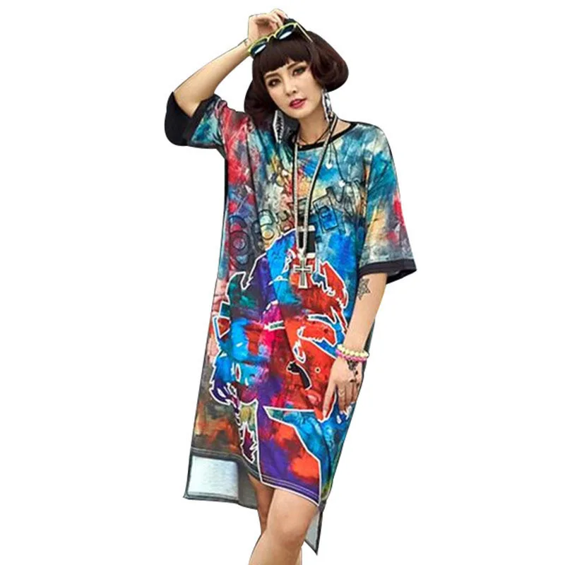 Для женщин летнее платье длинные модные Повседневное свободные хлопковые печати