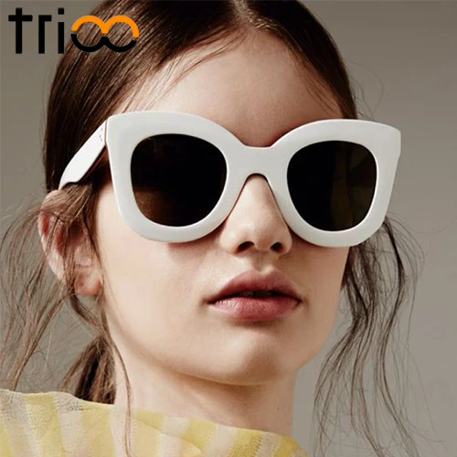 TRIOO солнцезащитные очки глянцевый белый Для женщин Кошачий глаз дамы Оттенки UV400 защита Óculos de sol модные черные солнцезащитные очки для Для женщин