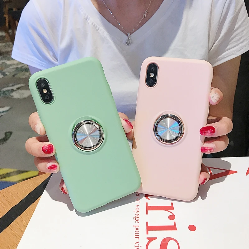 Роскошные жидкий силикон кольцо чехол с Умной крышкой и подставкой для huawei P30 Lite