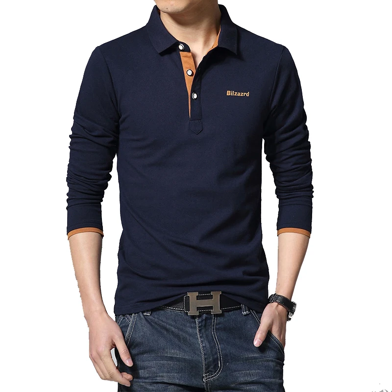 Brand New Mens Polo Shirt Fashion Letter Print Long Sleeve High Quality Shirts Camisa Masculina Trend Man Polos | Мужская одежда