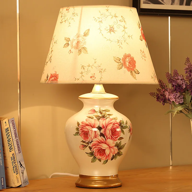 TUDA Simple Modern Ceramic Dimming Table Lamp Wedding Home Remote Control European Retro | Лампы и освещение