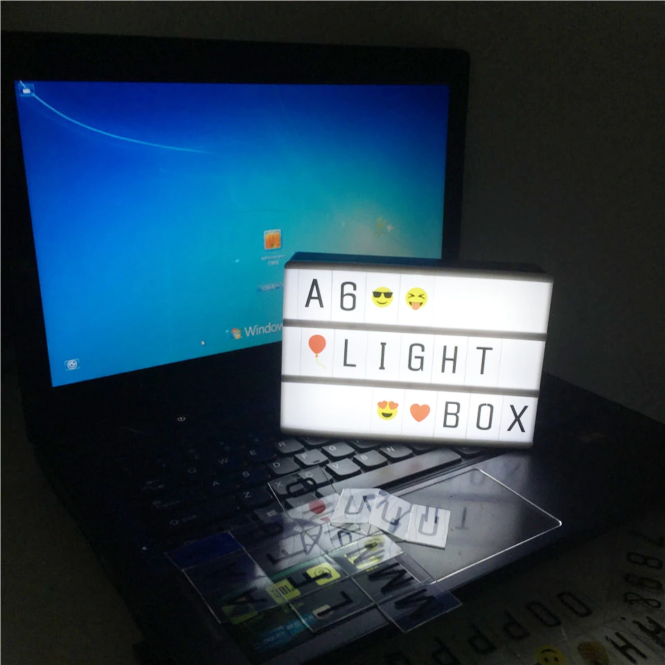 Прямая поставка A6 Размеры Lightbox как дети фестиваль подарок на день рождения Diy Форум Световой коробка с черными буквами цифры
