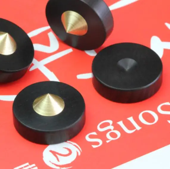 

60 sets Ebony Wooden Copper speaker amplifier shock spikes with audio shock absorber HiFi Mounts Amplifier feet