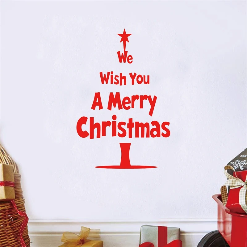 

Christmas tree wall sticker , Shop Window Merry Christmas Vinyl Wall decal Free shipping