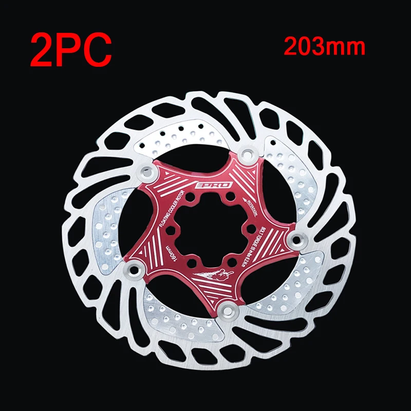Red-203mm-2PC 2 шт. тормозной диск для горного велосипеда MTB плавающий дисковый тормоз ротор велосипедные тормозные колодки 6 болтов 140-203 мм Аксессуары для велосипеда SHIMANO SRAM - Цвет: Red-203mm-2PC