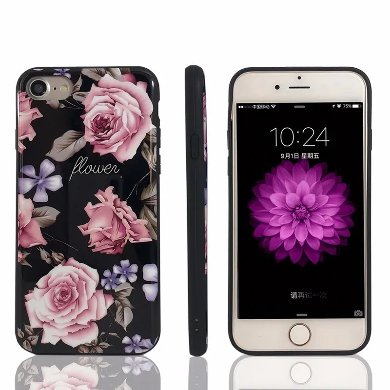 Горячие Винтаж цветочным узором смартфон случае мягкой ТПУ силиконовая для iphone 8