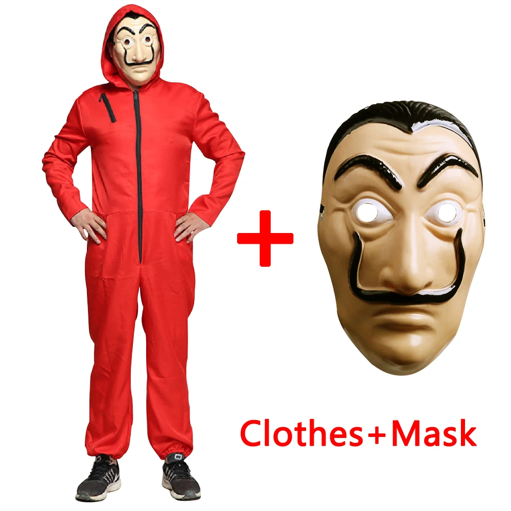 

Salvador Dali Movie Costume Money Heist The House of Paper La Casa De Papel Cosplay Halloween Party Costumes with Face Mask