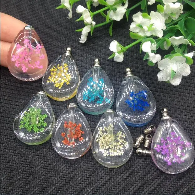 20 наборов 20*28 мм прессованная огранка натуральный высушенный цветок флакон