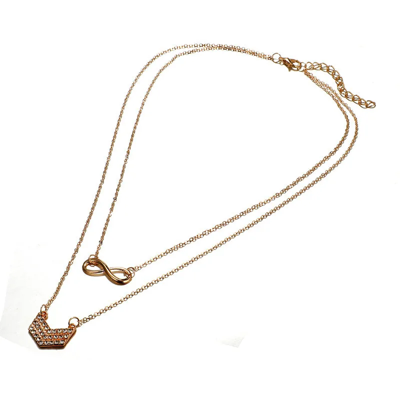 Роскошное двойное ожерелье с кулоном бесконечность для женщин мозаика из