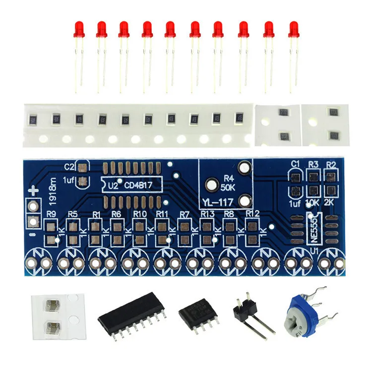 Наборы умной электроники NE555 + CD4017 свет вода течет светодиодный модуль DIY Kit|Детали
