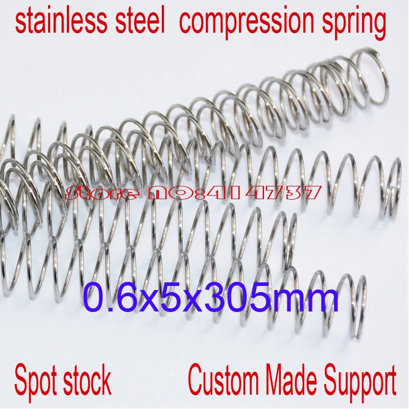 

10pcs 0.6*5*305mm stainless steel spot spring 0.6mm wire hammer spring Y type compression spring pressure spring OD=5mm
