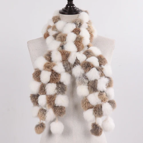 rabbit yellow white Женский зимний теплый шарф из натурального кроличьего меха, горячая распродажа, натуральный кроличий мех, шарф, женские шарфы из натурального меха, опт и розница - Цвет: rabbit yellow white