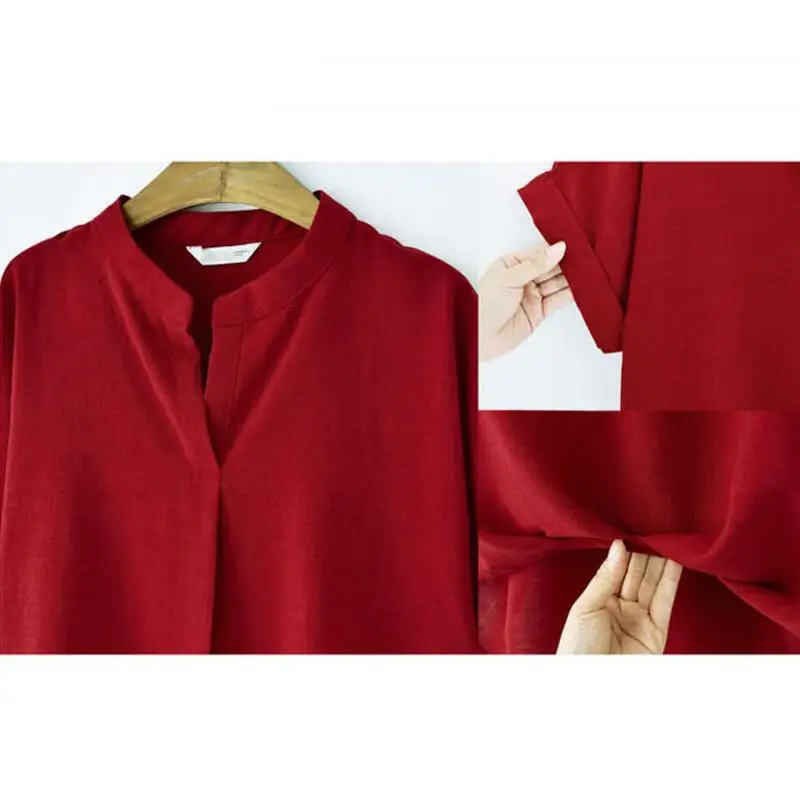 

New Women Blouses Fashion Women Summer Cotton Linen Blouse Plus Size V-neck Short Sleeve Loose Shirt Women Tops Blusas Femininas