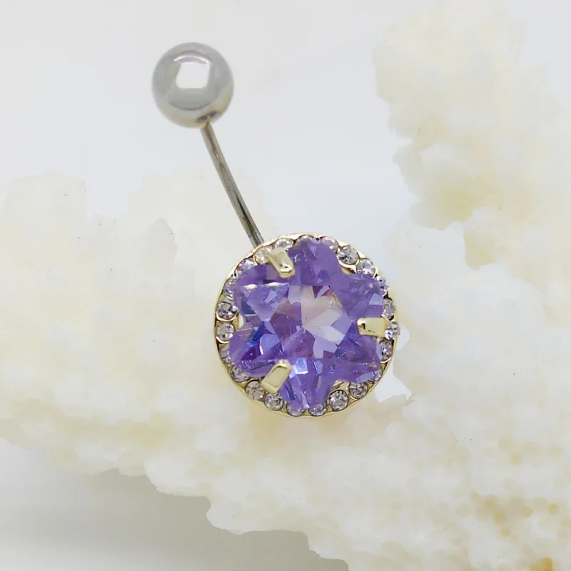 Женское кольцо с пупком и колокольчиком из нержавеющей стали золотым покрытием 18