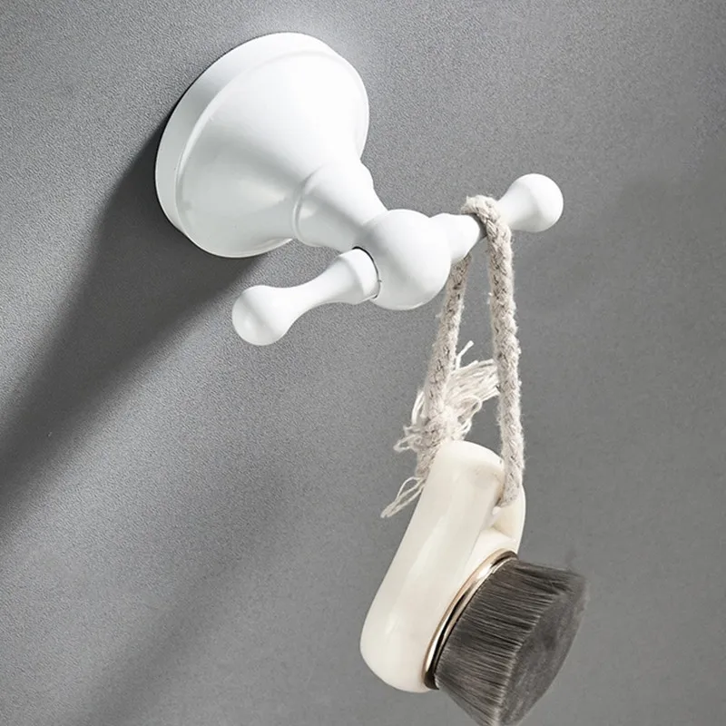 

Free shipping Europe style white color bathroom accessories 3pcs set copper towel ring paper holder and double robe hook