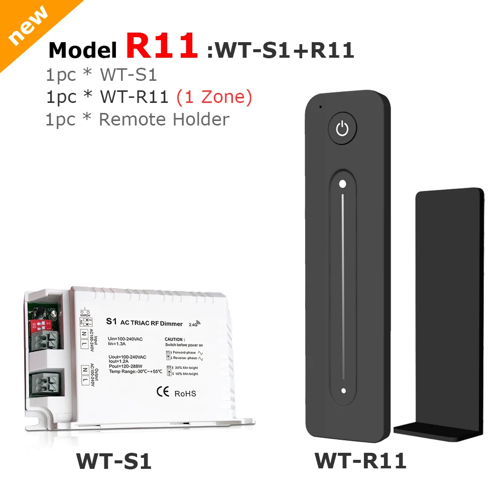 Model R11 Triac светодиодный диммер 220 В с закругленным краем и затемнением RF 2,4G беспроводной пульт дистанционного управления Smart Wifi AC 230 в 110 В светодиодный светильник переключатель-регулятор яркости лампы - Цвет: Model R11