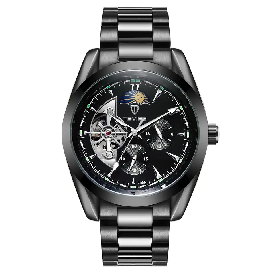 Tevise наручные часы Мужские лучший бренд класса люкс день Moonphase Авто механические