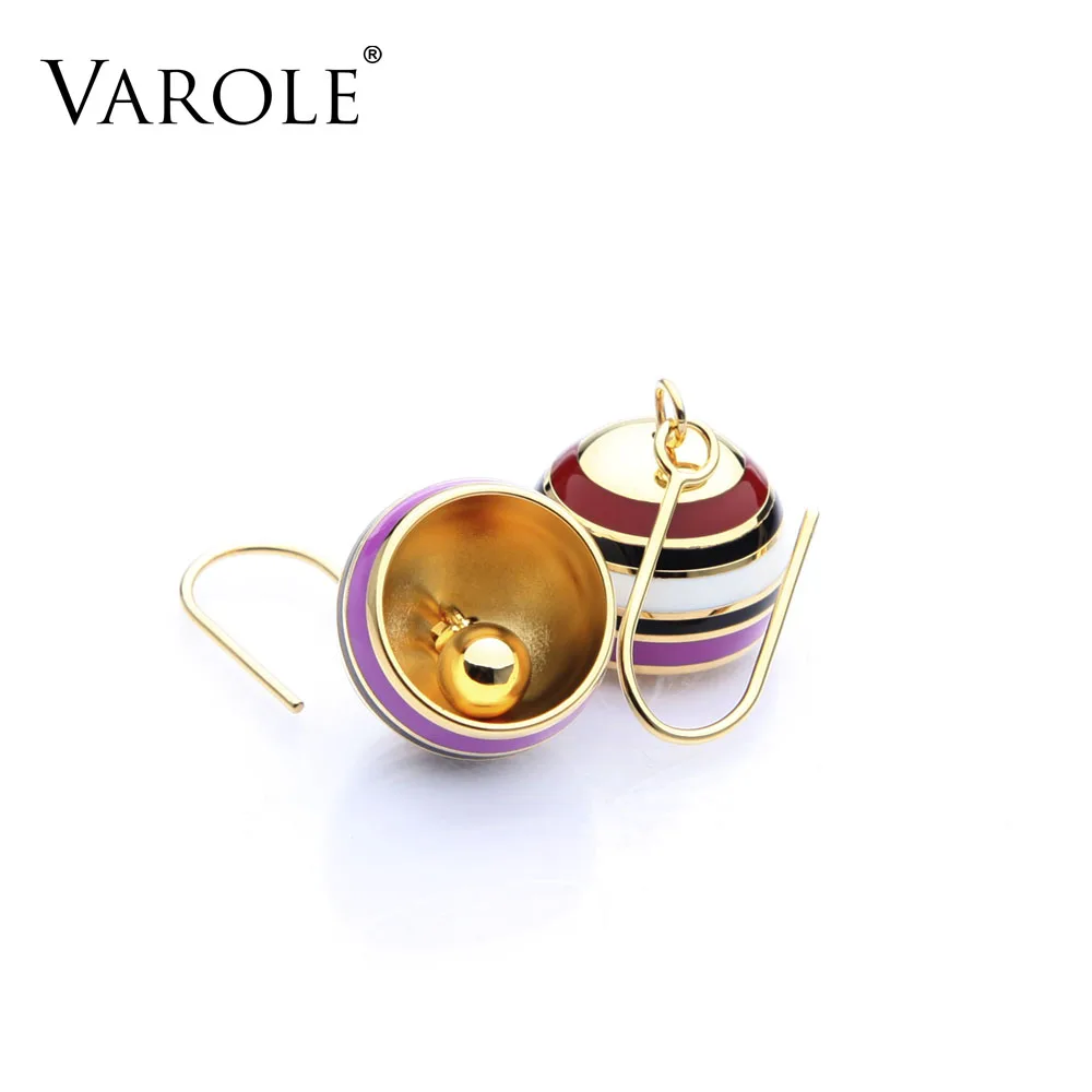 VAROLE, цветные, мягкие, эмалированные, индивидуальность, круглые колокольчики, свисающие серьги золотого цвета, модные ювелирные изделия для женщин, Brincos