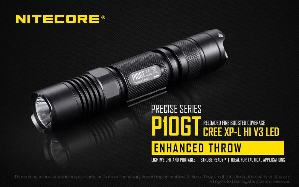 Бесплатная доставка Nitecore Точная серия P10GT 900Lm CREE XPL HI V3 светодиодный тактический