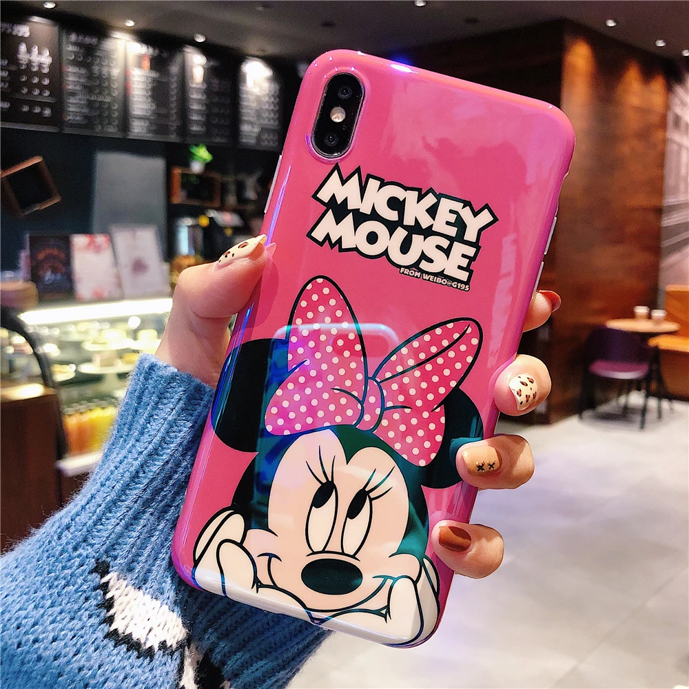 Милый розовый корпус для МЫШИ Микки Минни iphone xr чехол + Защитное стекло экрана