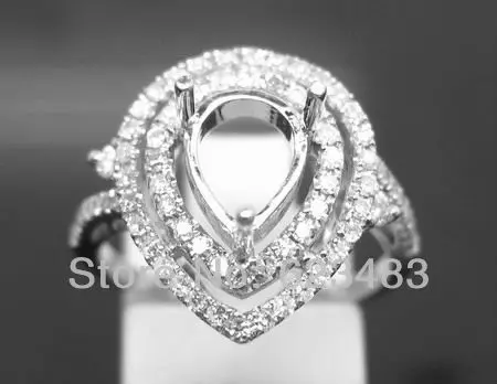 

Solid 14k white gold natural diamond semi mount setting engagement ring
