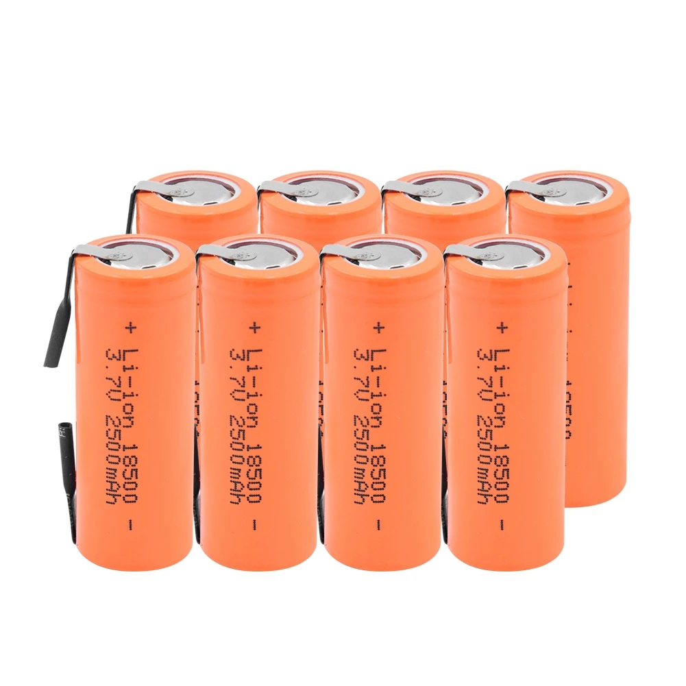 8 PCS Перезаряжаемая 18500 литиевая батарея 3,7 V 2500mAh батареи Замена литий-полимерный аккумулятор для батареи+ DIY никелевый кусок - Цвет: 8 PCS