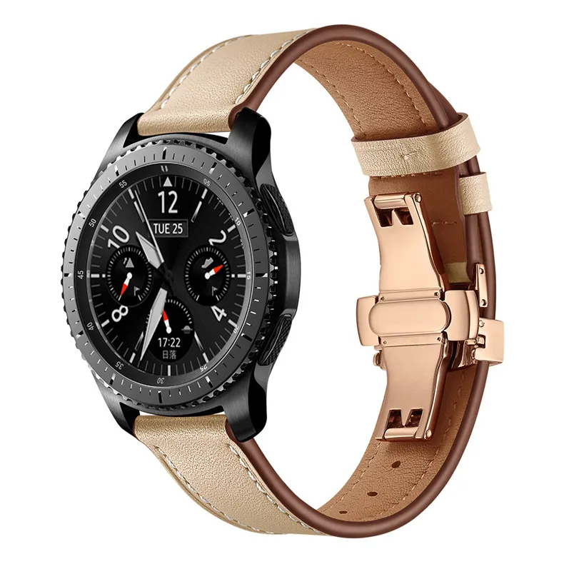 Кожаный ремешок для часов samsung gear S3 Frontier/Classic Galaxy 46 мм ремешок Бабочка Пряжка 22 мм ремешок для замены запястья