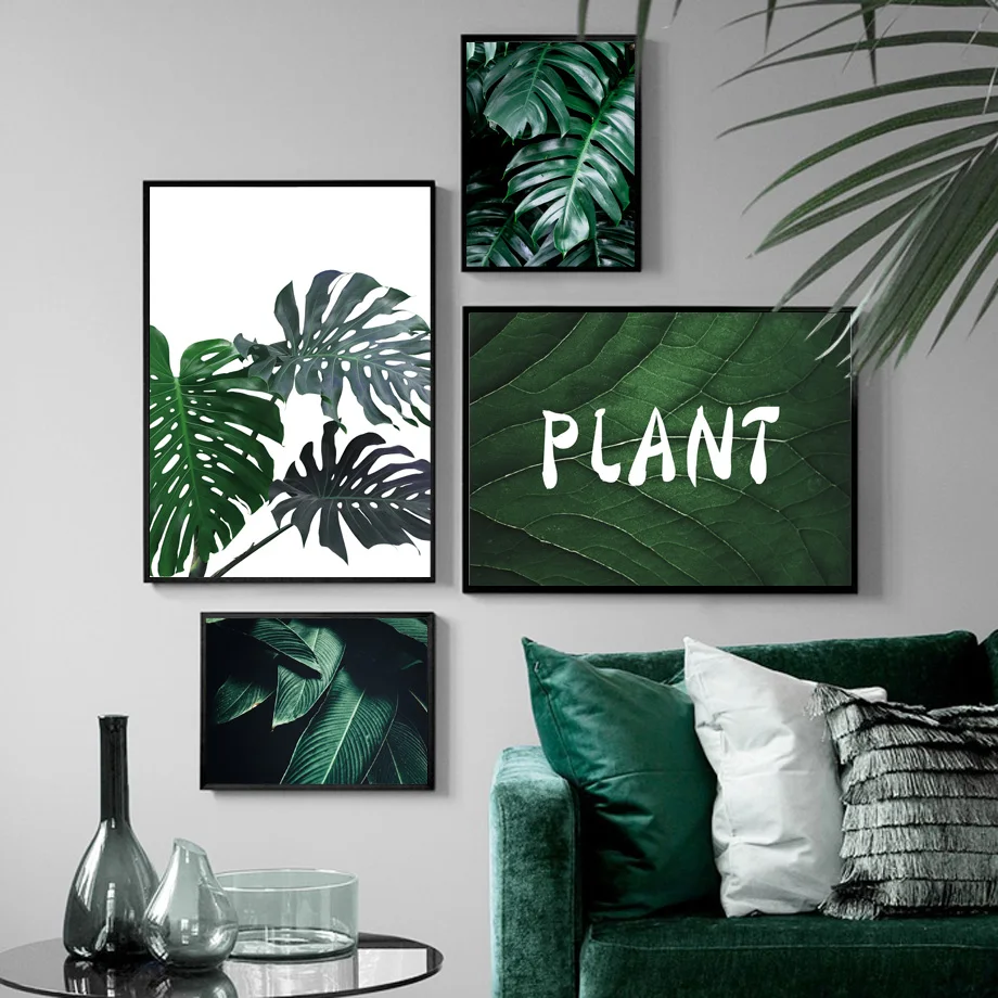 Monstera листья зеленое растение для ландшафта настенная живопись холст