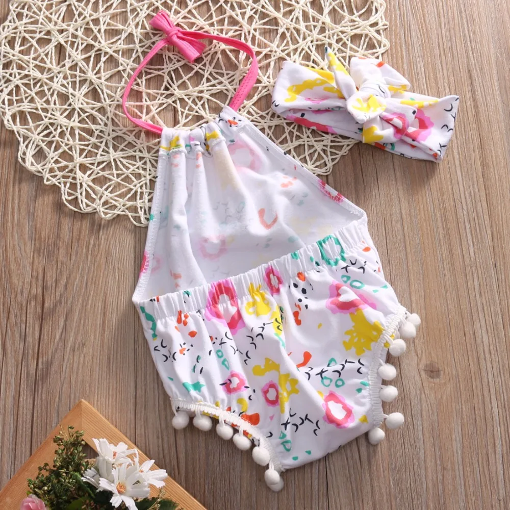 2017 Одежда для новорожденных девочек летний цветочный комбинезон без спинки и с