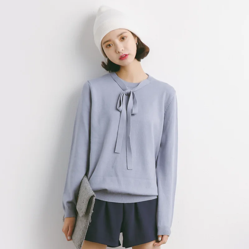 2017 Женский пуловер свитер Свободный шнурок базовый женский A928 | Женская одежда