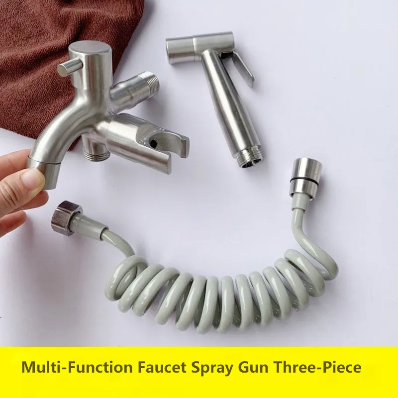 Faucet gun 3 PCS Бытовая 304 нержавеющая сталь Дамская мойка портативный распылитель набор шланг база четыре комплекта биде туалет Компаньон набор - Цвет: Faucet gun 3 PCS