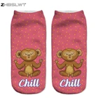 ZHBSLWT, новый дизайн, женские носки, медитация, обезьяны, 3D печать, низкие носки, Мультяшные хлопковые носки