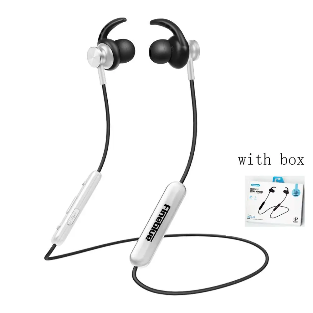 White WITH BOX FineBlue mate 10 Магнитная Беспроводная bluetooth 4,1 Гарнитура с шейным ремешком спортивные наушники стерео бас наушники с микрофоном - Цвет: White WITH BOX