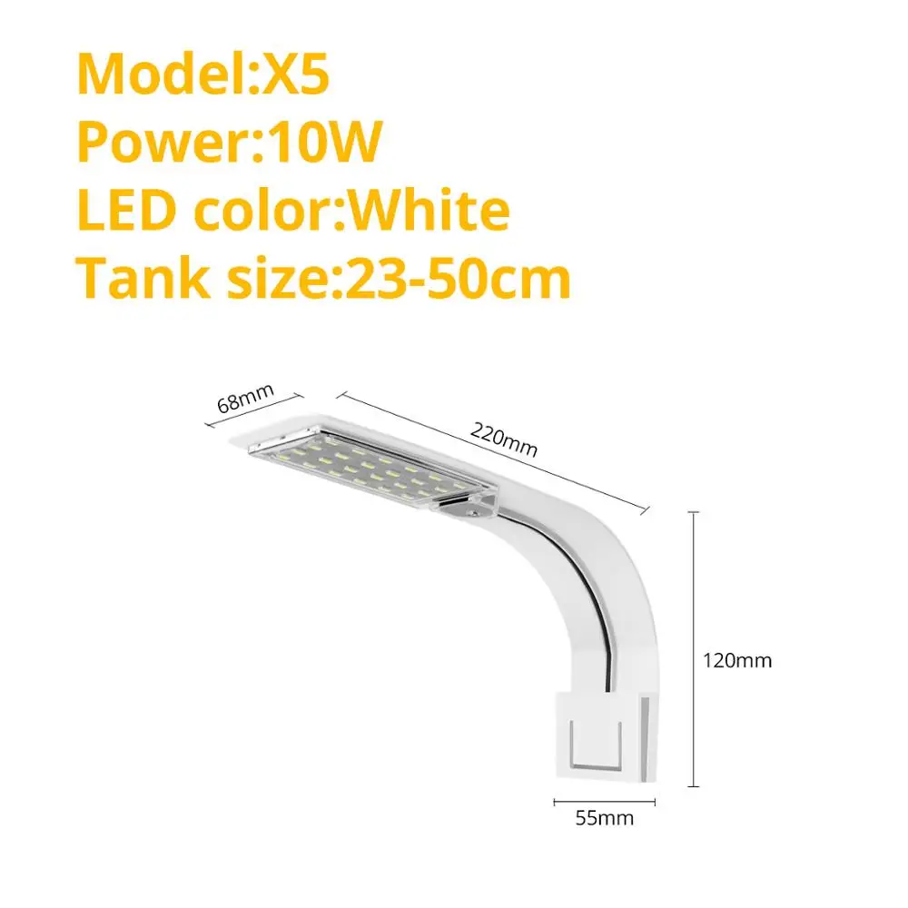 X5 White Light Светодиодный Светильник-ночник для аквариума 6 Вт, 10 Вт, 15 Вт, пристегивающийся светильник для аквариума, ночной Светильник для аквариума, светодиодный светильник - Испускаемый цвет: X5 White Light