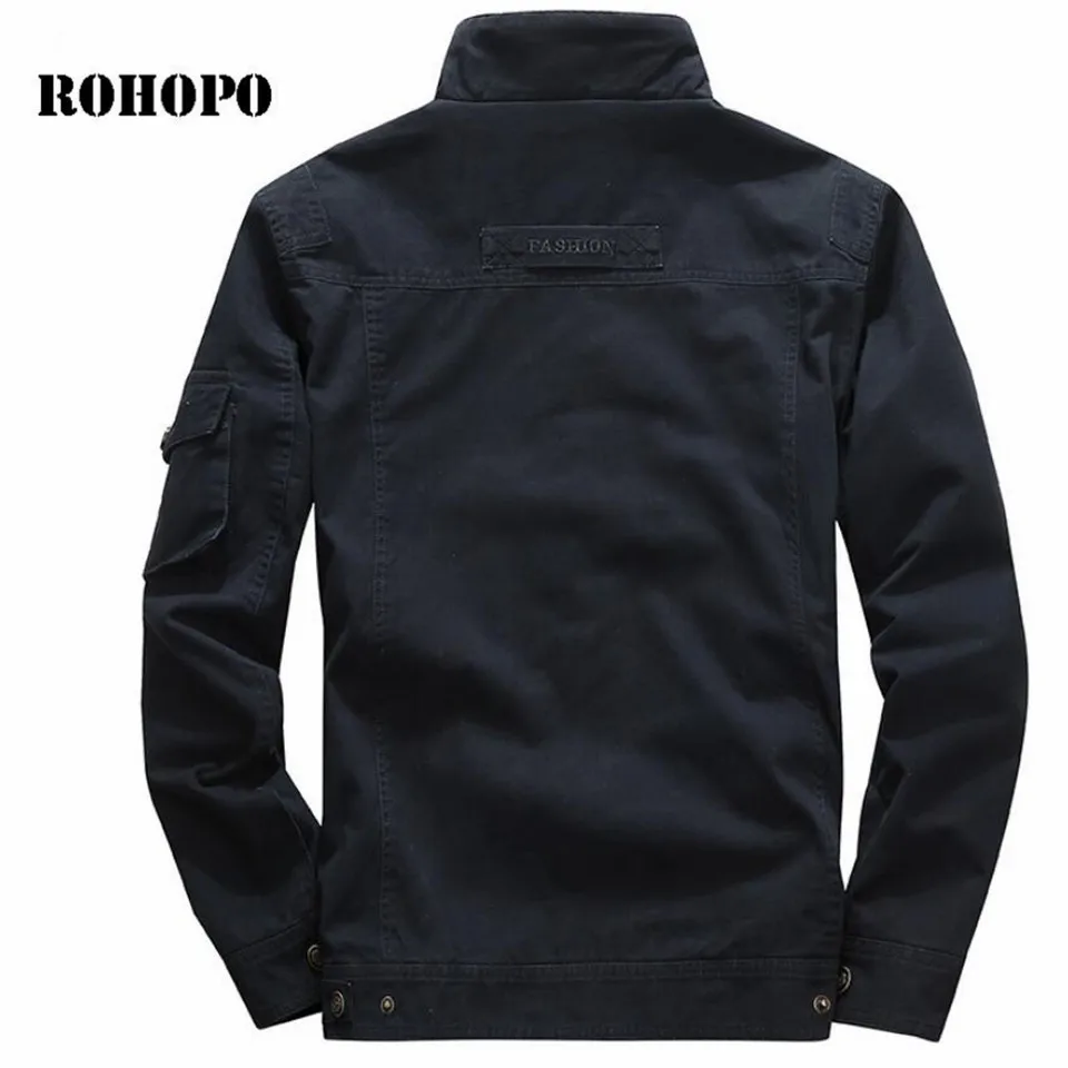 ROHOPO хлопковая куртка, военная хлопковая куртка, воротник-стойка с принтом, хлопковая внутренняя мужская куртка-карго большого размера, осенняя