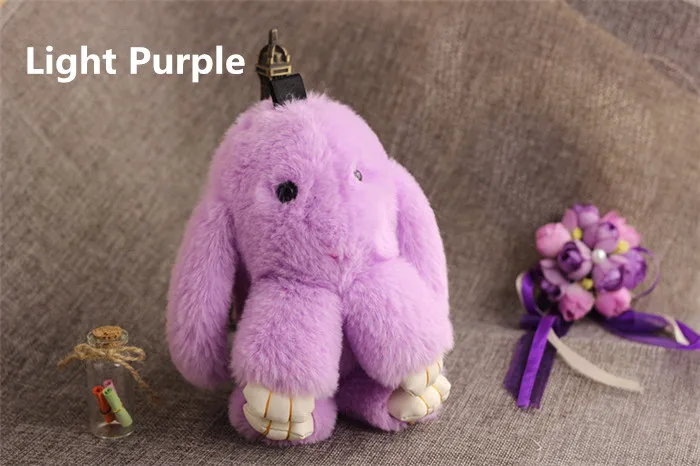 18cm Light Purple 18 см Искусственный мех Рекс кролик брелок большой помпон кролик игрушки брелок, украшение игрушка Заяц автомобиль брелок для ключей женская сумка Подвески Ювелирные изделия кукла подарок - Цвет: 18cm Light Purple
