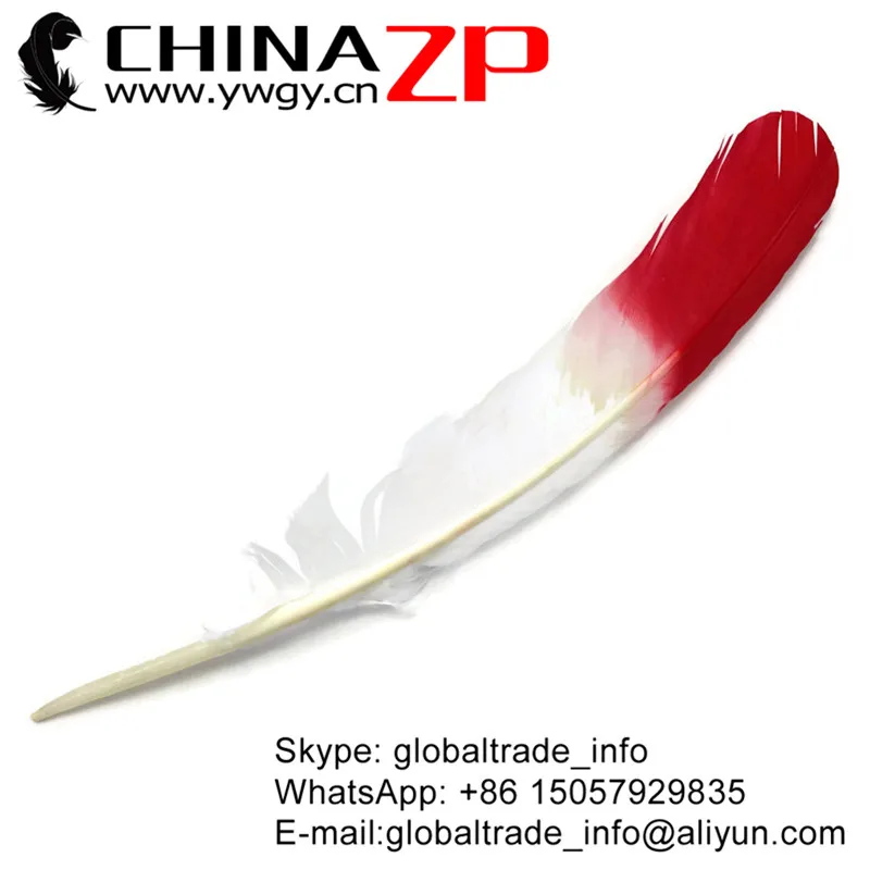 

CHINAZP Factory Exporting 50pcs/lot Good Quality Dyed RED Half Dipped Tom Turkey Rounds Wing Quill Feathers