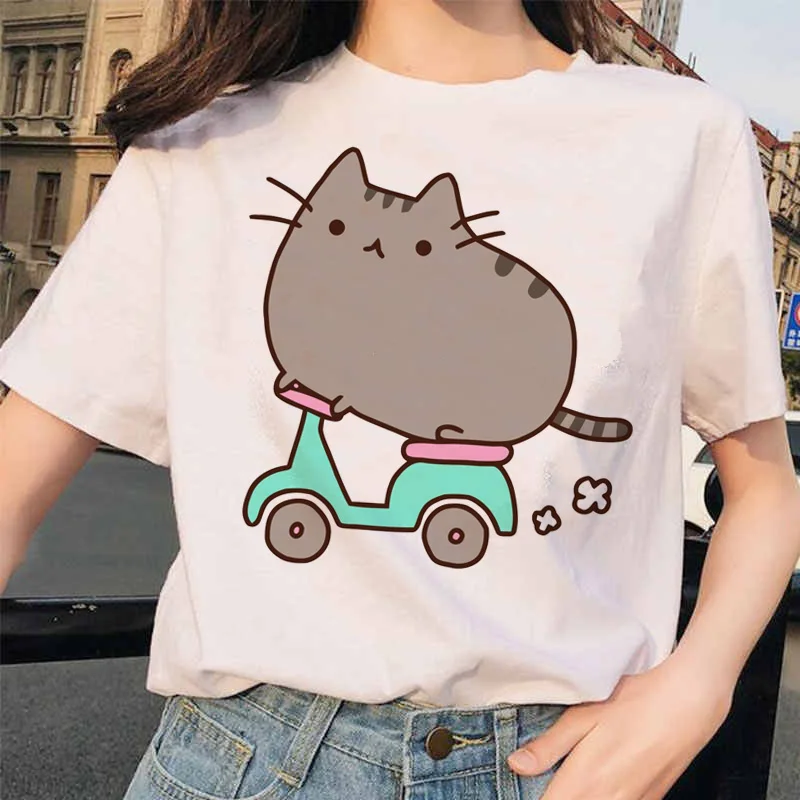 Женская футболка с забавным графическим рисунком Pusheen милая Корейская 90s милым