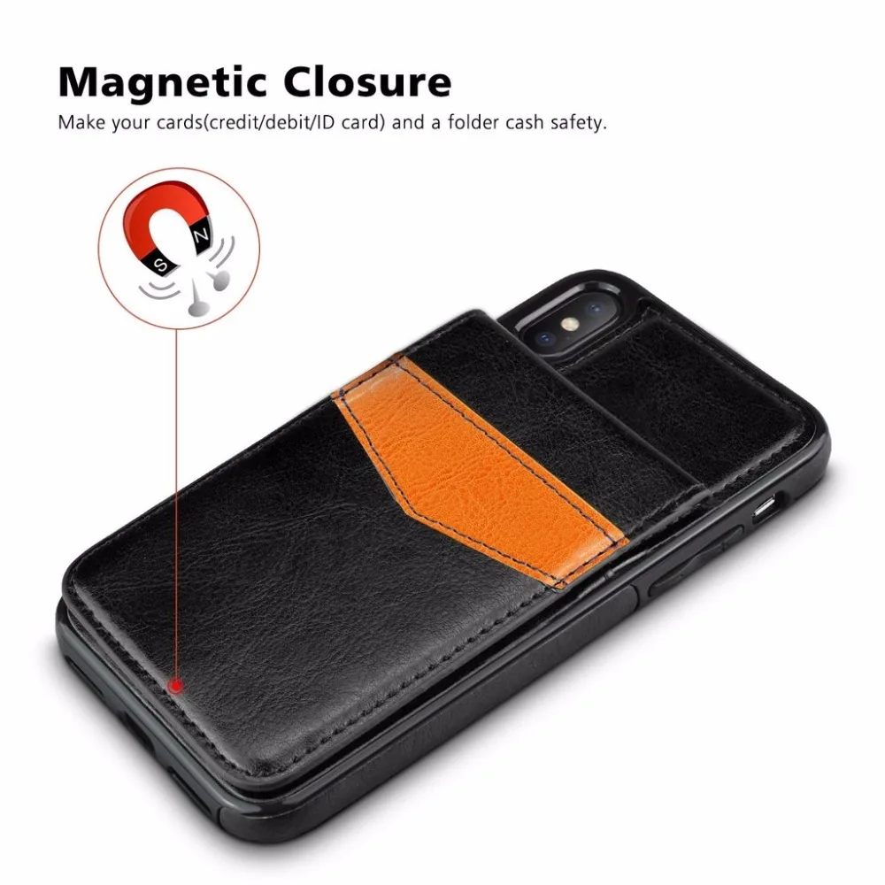 For iPhone XS Max XR X Case Leather Wallet Magnetic Flip Cover Thin Slim iphone 8 7 Plus 6 6s |