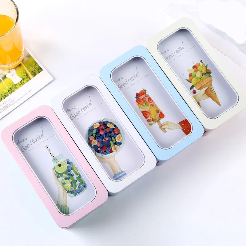 Жестяная тарелка летнее мороженое фрукты большое окно двухслойный пенал милые