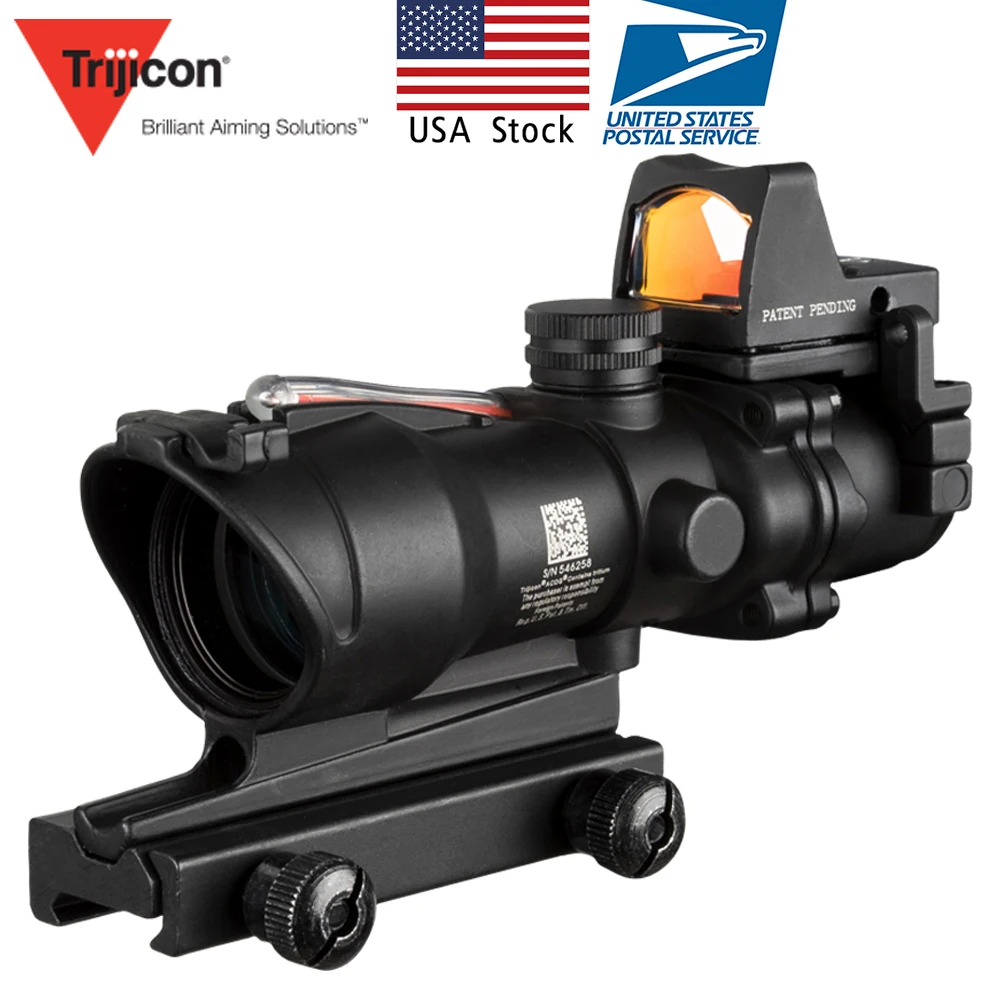 США сток Acog 4x32 красный оптоволоконный прицел с RMR микро Красный точка зрения с маркировкой версия черный стояк оптический инструмент