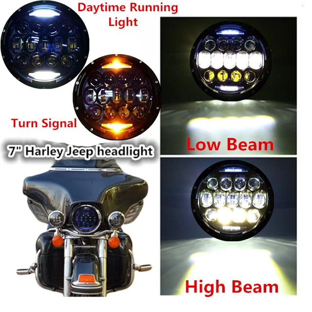 7 дюймов круглый мотоцикла светодиодный фара для Harley DRL с белым Halo Ангельские